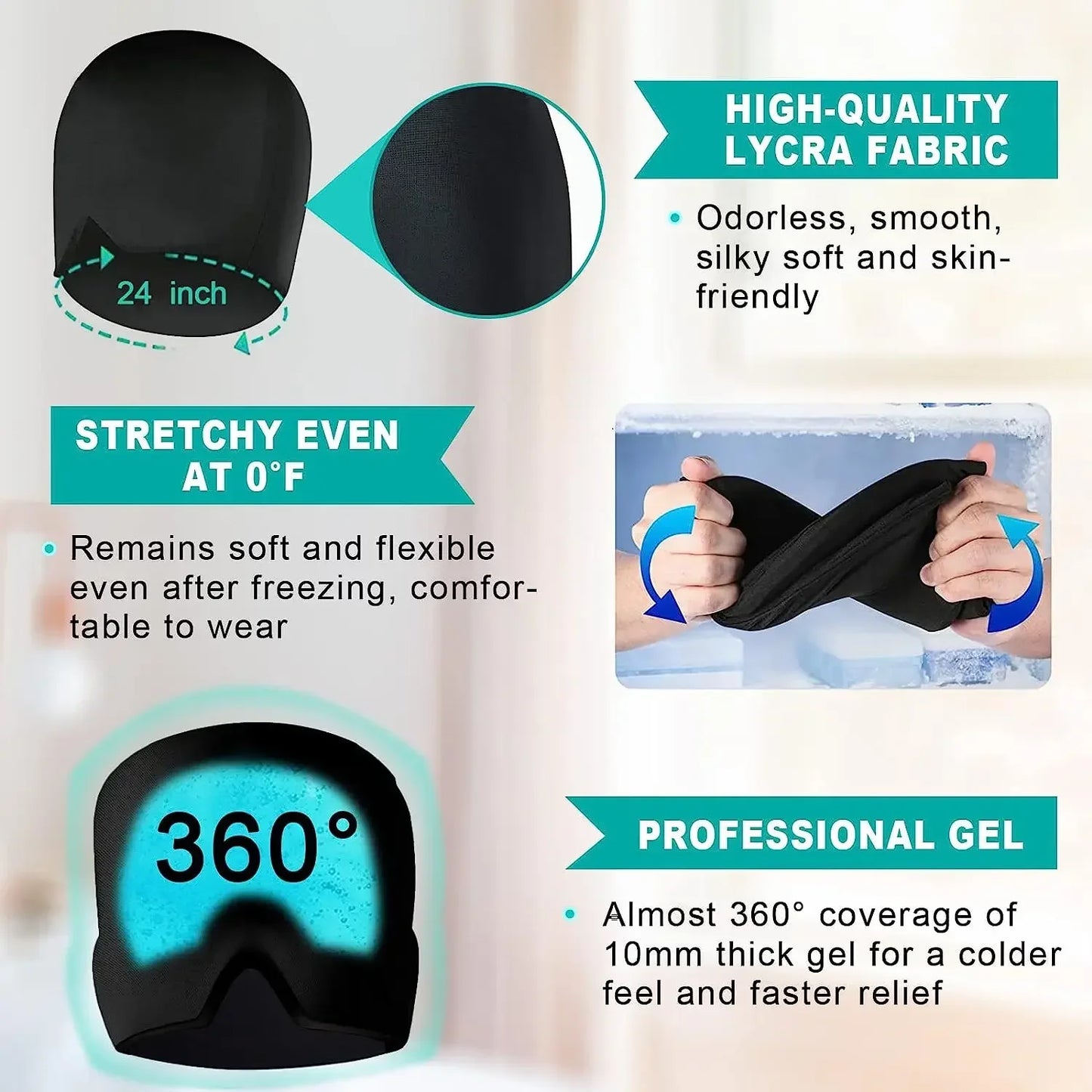 Migraine Relief Hat Headache Hat Gel Hot Cold Therapy Ice Cap for Relieve Pain Ice Hat Eye Mask Stress Pressure Pain Relief